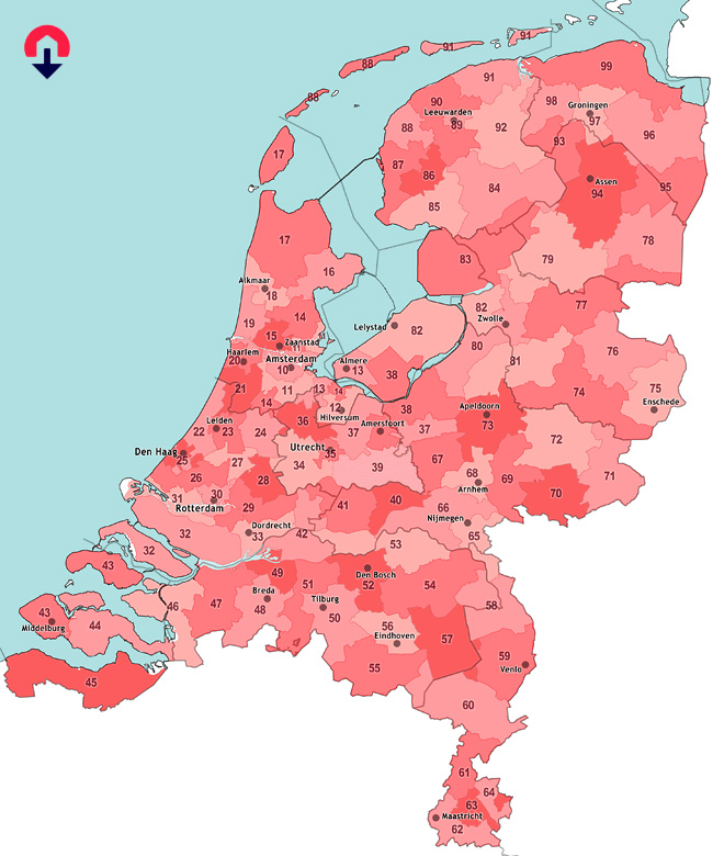 Postcode kaart Postcodeadresboek nl